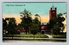 Springfield IL-Illinois, High School, Antique, Vintage Souvenir Postcard picture