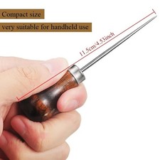 1PC Wood Handle Leather Awl Straight Stitching Punch Tool Leather Craft picture