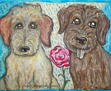 ACEO LABRADOODLE Doodle Darlings Dog Collectible Signed Art Card Print 2.5x3.5 picture