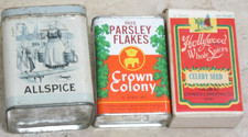 Vintage Spice Tin LOT of 3 Crown Colony Parsley Hollywood Box Square Allspice ++ picture
