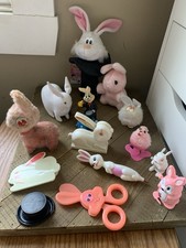 Vintage Estate Magician Novelty LOT Bunny Rabbit Wind Up Toys Clippers Pen Hat + picture