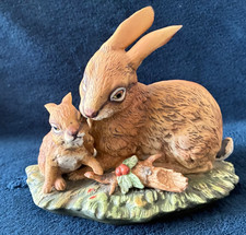 Vintage Homco Masterpiece Ceramic Mama Rabbit with Baby Bunny Figurine picture