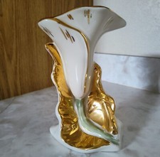 Vintage 30's Kass China Calla Lily 22k gold Vase  picture