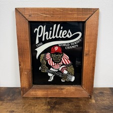VTG Philadelphia Phillies Framed Foil Glass Mirror Carnival Arcade Prize 80’s picture