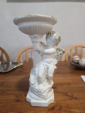 Vintage Plaster Cherub Pedestal Candleholder picture