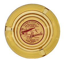 Vintage Glass Marketing Ashtray / Hacienda Hotel / San Pedro California CA picture