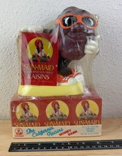 Sun-Maid California Raisins Plastic Money Piggy Bank Figure Original Wrap 1987 picture