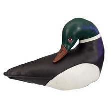 Vintage Mid Century Leather Mallard Duck Sculpture Oversized Figurine Decoy 13” picture
