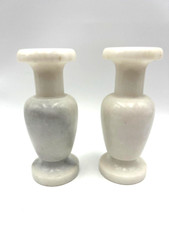 White Marble Bud Vase or Candle Stick Holder - Set of 2 - 6