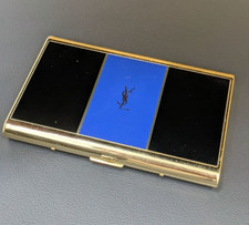 Yves Saint Laurent YSL Logo Cigarette Case Tobacco Case Card Case Blue/Black T2 picture