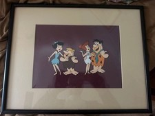 Hanna-Barbera Flintstones Original Animation Cel Framed Fred Wilma Barney Betty picture