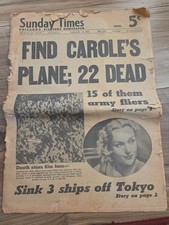 Carole LOMBARD PLANE CRASH CHICAGO NEWSPAPER JAN 18 1942 picture