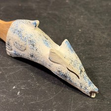 Vintage Hand Carved Wooden Fox Letter Opener Rustic Folk Art Desk Accessory picture