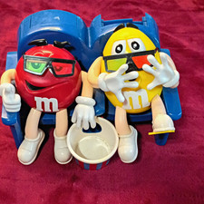 M&M's Movie Theater Candy Dispenser Red & Yellow Characters Blue Bench Cup picture
