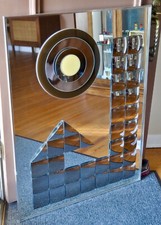 RARE MID CENTURY VINTAGE  HAL BIENENFELD  OP ART MOD DISCO MIRROR BULLSEYE 70's picture