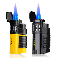 4 Torch Jet Flame Refillable Cigar Lighter with Punch Windproof Lighter NO gas picture