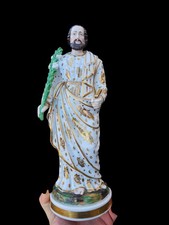 Antique Vieux paris porcelain large Saint joseph statue religious art picture