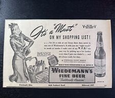 1943 Geo Wiedemann Brewing Beer Pantry Reserve Newspaper Ad WWII WW2 Newport KY picture