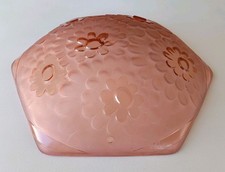 DEGUE FRENCH ART DECO PINK FROSTED GLASS CEILING FIXTURE LAMP SHADE FRANCE picture