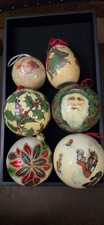 Vintage Large Paper Mache Ornament Set Of 6 picture