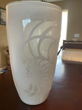 White Vase Cut Etched To Frosted Glass. 15x8 picture