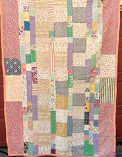 1930s-1940s Vintage Quilt Feedsack & Cotton Fabrics Patchwork Needs Minor Repair picture