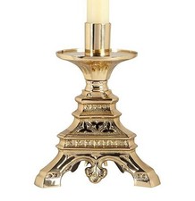 Versailles Short Altar Candlestick, Church Brass 11'' High  1-1/2