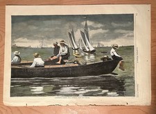 1873 W. HOMER GLOUCESTER HARBOR HARPER’S WEEKLY HAND COLORED picture