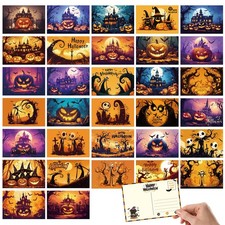 Tlenpo 32 Cute Halloween Postcards, Scary Pumpkin 4×6, picture