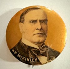 Antique Wm McKinley 1900 Gold Leaf 1-3/16