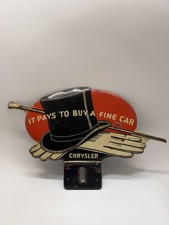 Vintage Chrysler Top Hat Gloves License Plate Topper It Pays To Buy A Fine Car picture