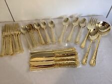 Wm Rogers & Son 63 Piece Gold Plate Flatware - Service For 12 picture