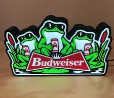 Budweiser Frogs Retro LED LightBox Display 90s Beer Commercial Sign 3D Print 9” picture