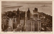 RPPC New York NY Aerial View of Lower Manhattan, Harbor, Skyscraper 1920's picture