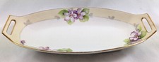 Nippon Porcelain Purple Floral Serving Bowl w/ Handles picture