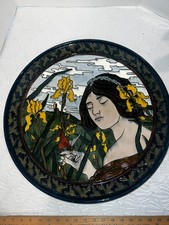 Antique Art Nouveau Charger Plate Plaque Iris Maiden H Wahliss Turn Wien Mettlac picture