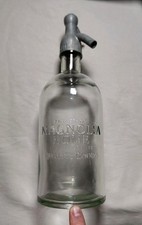 VTG Inspired Magnolia Home Embossed Clear Glass Seltzer Bottle, Decorative Only picture