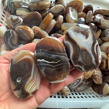 2.2LBNatural Grey agate quartz crystal Palm stone polished Mineral Reiki Healing picture