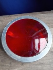 Vintage Exterior Christmas Light Bezel With Kopp Glass Red Lens Metal Housing  picture