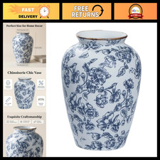 Vintage Chinoiserie Ceramic Vase - 9in Antique Design for Home Decor, Flower Dis picture