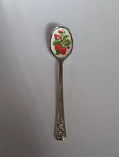 Vintage Avon Strawberry Enamel Cameo Spoon Stainless Steel Japan Collector picture