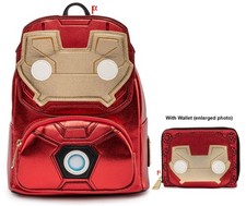 Loungefly Marvel Iron Man Light Up Cosplay Funko Pop Mini Backpack & Wallet picture