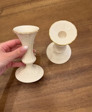 Lenox Candlestick Holder Pair Of 2 Porcelain Ivory With 24k Gold Trim picture