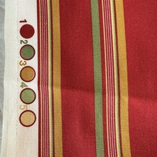 VTG P Kaufmann Stripe Cotton Stain Resistant Fabric Red Green Gold 3.5Yds (OR 7) picture