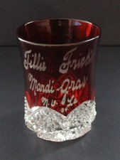 1904 Souvenir EAPG Ruby Stained Glass Tumbler Mardi Gras New Orleans Louisiana picture