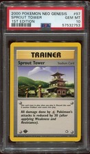 PSA 10 1st Edition Sprout Tower 97/111 Neo Genesis Pokemon Card VERY LOW POP picture