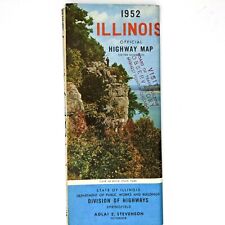 1952 Illinois Official Highway Road Map Adlai Stevenson Free Observatory Vtg 2G picture