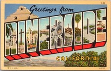 Vintage 1939 RIVERSIDE, California Large Letter Postcard / Curteich Linen Unused picture
