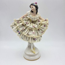 Vtg Aelteste Volkstedt Germany Dresden Lace Ballerina Porcelain Figurine 8.5