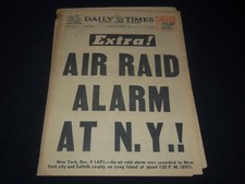 1941 DECEMBER 9 CHICAGO DAILY TIMES NEWSPAPER - AIR RAID ALARM AT N.Y - NP 9362 picture